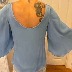 Milly silk blouse with slit cape sleeves